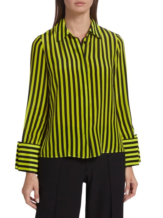Alice + Olivia Willa Striped Silk Blouse 3 Alice + Olivia Willa Striped Silk Blouse - Image 3
