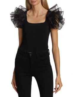 Alice + Olivia Merida Ruffle-Sleeve Crop Top -Alice + Olivia Sales unnamed file 1529