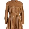 Alice + Olivia Malina Vegan Leather Shirtdress Almond