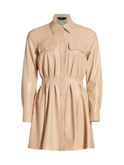Alice + Olivia Malina Vegan Leather Shirtdress Almond -Alice + Olivia Sales unnamed file 1536