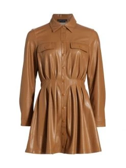 Alice + Olivia Malina Vegan Leather Shirtdress Almond -Alice + Olivia Sales unnamed file 1537