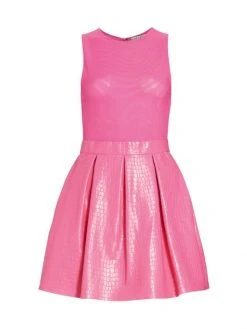 Alice + Olivia Chara Croc-Embossed Party Dress