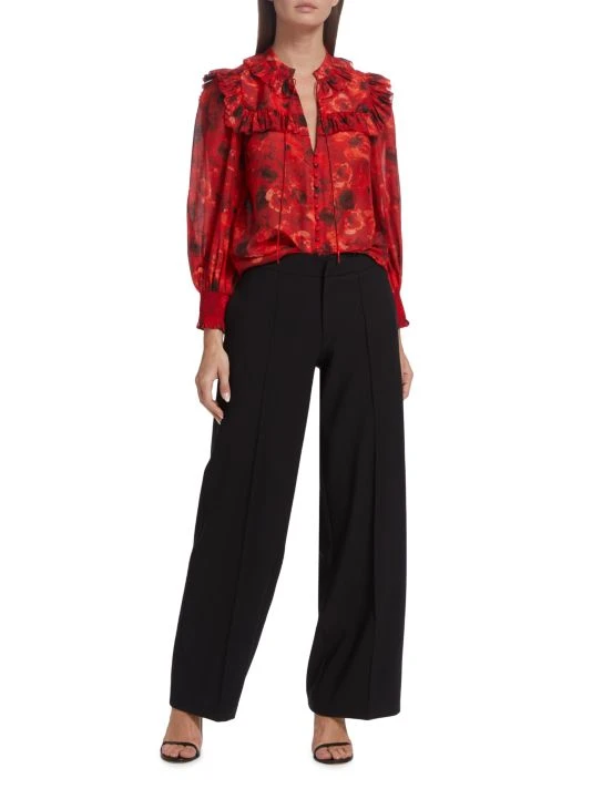 Alice + Olivia Bette Floral Silk & Cotton Blouse 2 Alice + Olivia Bette Floral Silk & Cotton Blouse - Image 2