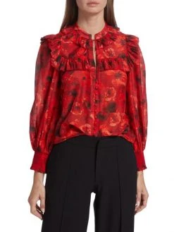 Alice + Olivia Bette Floral Silk & Cotton Blouse 9 Alice + Olivia Bette Floral Silk & Cotton Blouse -Alice + Olivia Sales unnamed file 1602
