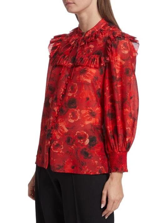 Alice + Olivia Bette Floral Silk & Cotton Blouse 4 Alice + Olivia Bette Floral Silk & Cotton Blouse - Image 4