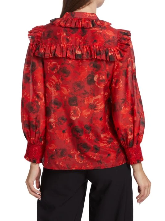 Alice + Olivia Bette Floral Silk & Cotton Blouse 5 Alice + Olivia Bette Floral Silk & Cotton Blouse - Image 5