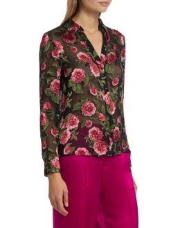 Alice + Olivia Eloise Silk-Blend Floral Blouse -Alice + Olivia Sales unnamed file 1610