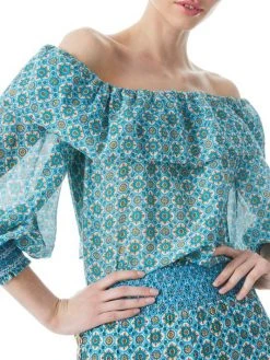 Alice + Olivia Alta Ruffled Silk-Blend Blouse -Alice + Olivia Sales unnamed file 1620