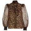 Alice + Olivia Brentley Leopard-Print Tie-Neck Blouse