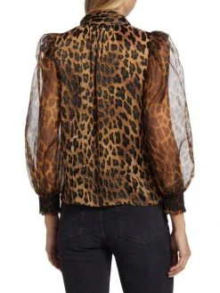 Alice + Olivia Brentley Leopard-Print Tie-Neck Blouse -Alice + Olivia Sales unnamed file 1632