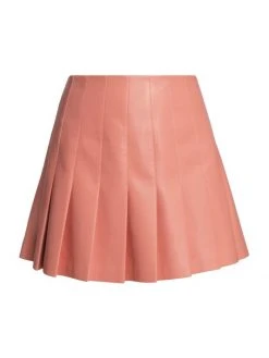 Alice + Olivia Carter Vegan Leather Pleated Miniskirt