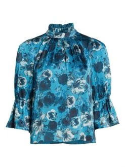 Alice + Olivia Launa Floral Bell-Sleeve Blouse