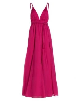 Alice + Olivia Carisa Belted V-Neck Ball Gown Rose