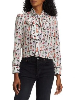 Alice + Olivia Jeannie Tieneck Silk Blouse -Alice + Olivia Sales unnamed file 1690