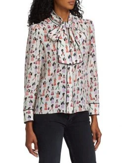 Alice + Olivia Jeannie Tieneck Silk Blouse -Alice + Olivia Sales unnamed file 1691