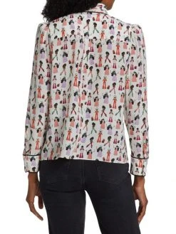 Alice + Olivia Jeannie Tieneck Silk Blouse -Alice + Olivia Sales unnamed file 1692