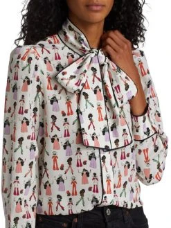 Alice + Olivia Jeannie Tieneck Silk Blouse -Alice + Olivia Sales unnamed file 1693