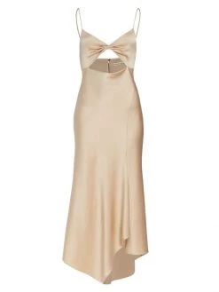 Alice + Olivia Harmony Twist Asymmetric Midi-Dress Black