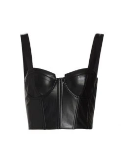 Alice + Olivia Jeanna Vegan Leather Bustier Top