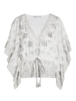 Alice + Olivia Sharita Embroidered Kaftan Top