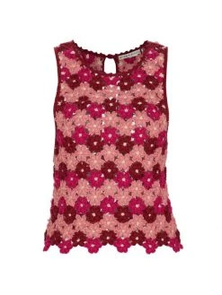 Alice + Olivia Reva Flower Crochet Shell Top