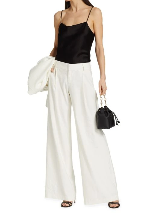 Alice + Olivia Harmon Draped Satin Tank Top Off White 2 Alice + Olivia Harmon Draped Satin Tank Top Off White - Image 2