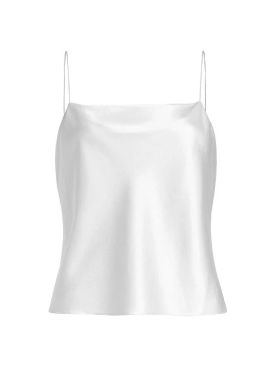 Alice + Olivia Harmon Draped Satin Tank Top Off White 4 Alice + Olivia Harmon Draped Satin Tank Top Off White - Image 4
