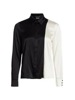 Alice + Olivia Willa Combo Silk Shirt
