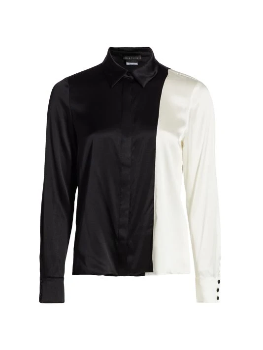 Alice + Olivia Willa Combo Silk Shirt 1 Alice + Olivia Willa Combo Silk Shirt