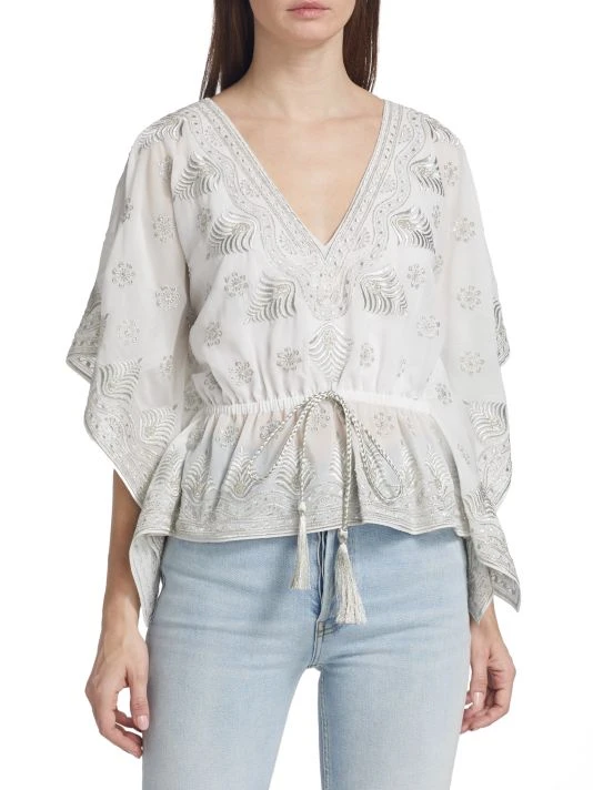 Alice + Olivia Sharita Embroidered Kaftan Top 3 Alice + Olivia Sharita Embroidered Kaftan Top - Image 3
