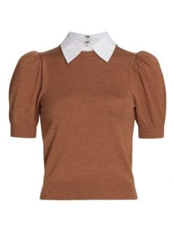 Alice + Olivia Chase Puff-Sleeve Sweater Black White -Alice + Olivia Sales unnamed file 1770