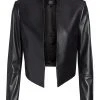 Alice + Olivia Harvey Open Leather Jacket Black