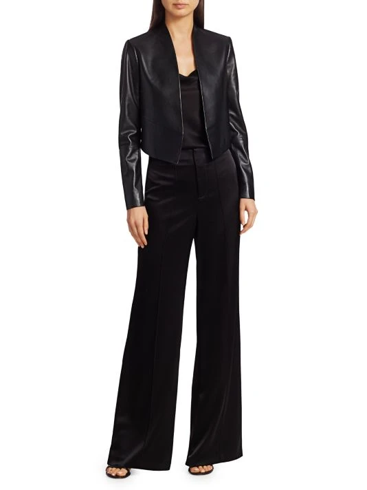 Alice + Olivia Harvey Open Leather Jacket Black 2 Alice + Olivia Harvey Open Leather Jacket Black - Image 2