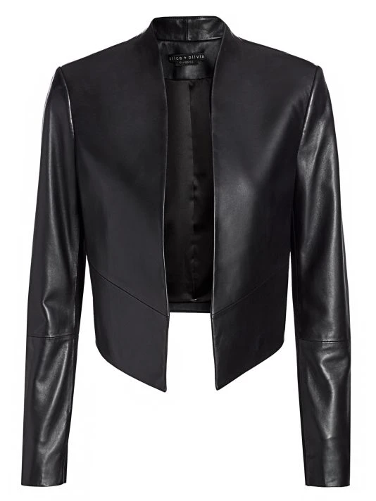 Alice + Olivia Harvey Open Leather Jacket Black 8 Alice + Olivia Harvey Open Leather Jacket Black - Image 8
