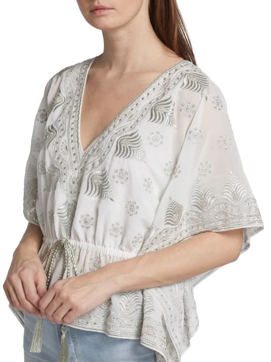 Alice + Olivia Sharita Embroidered Kaftan Top 6 Alice + Olivia Sharita Embroidered Kaftan Top - Image 6