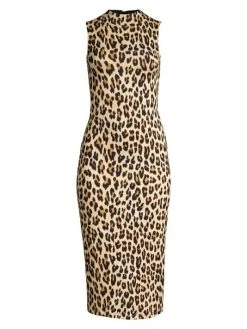 Alice + Olivia Delora Leopard Sleeveless Bodycon Dress