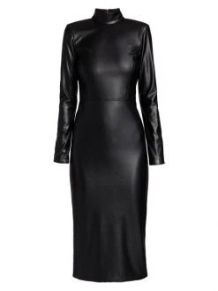 Alice + Olivia Delora Vegan Leather Bodycon Midi Dress