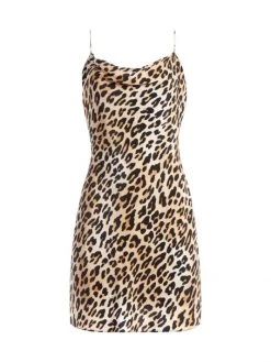 Alice + Olivia Harmony Leopard Draped Slip Mini Dress