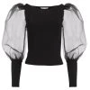 Alice + Olivia Abella Tulle Puff-Sleeve Blouse