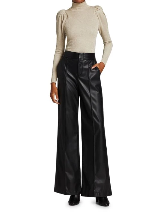 Alice + Olivia Dylan Vegan Leather Wide-Leg Pants 2 Alice + Olivia Dylan Vegan Leather Wide-Leg Pants - Image 2
