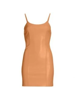 Alice + Olivia Nelle Vegan Leather Mini Slipdress Camel -Alice + Olivia Sales unnamed file 1947