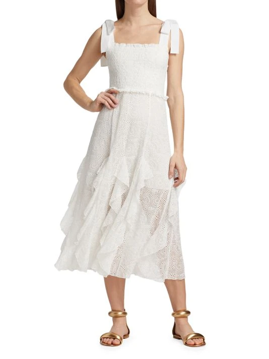 Alice + Olivia Jocelyn Eyelet Cotton Midi-Dress 3 Alice + Olivia Jocelyn Eyelet Cotton Midi-Dress - Image 3