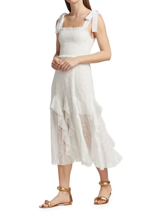 Alice + Olivia Jocelyn Eyelet Cotton Midi-Dress 4 Alice + Olivia Jocelyn Eyelet Cotton Midi-Dress - Image 4