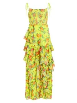Alice + Olivia Jocelyn Tiered Ruffle Maxi Dress