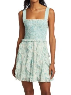 Alice + Olivia Jocelyn Floral Smocked Cotton Ruffle Minidress -Alice + Olivia Sales unnamed file 2007