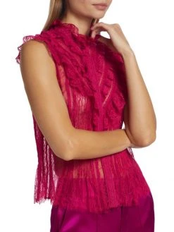 Alice + Olivia Rheba Ruffled-Yoke Lace Top -Alice + Olivia Sales unnamed file 207