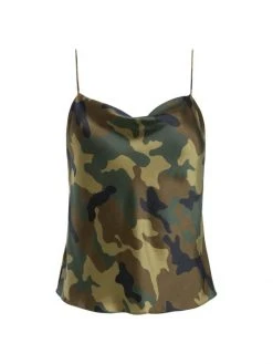 Alice + Olivia Harmon Camo Drapey Slip Tank Top