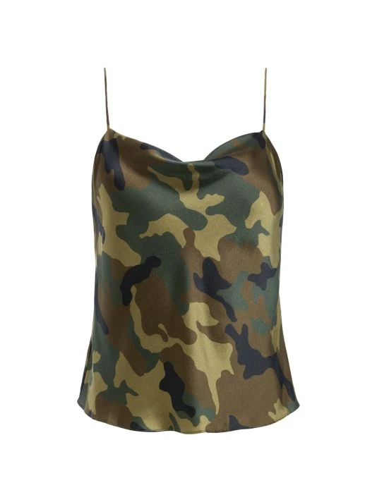 Alice + Olivia Harmon Camo Drapey Slip Tank Top 1 Alice + Olivia Harmon Camo Drapey Slip Tank Top