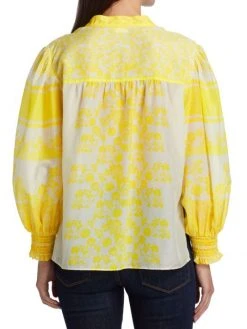 Alice + Olivia Serena Cotton-Silk Bishop Sleeve Blouse -Alice + Olivia Sales unnamed file 2099