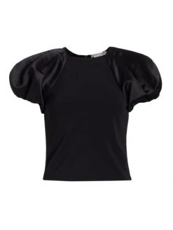 Alice + Olivia Cici Raglan Puff Sleeve Top Black